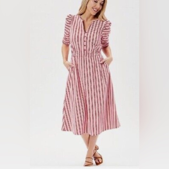 Matilda Jane Red and White Heart to Hear Puff Sleeve A-Line Sundress NWT Size M - Picture 1 of 6